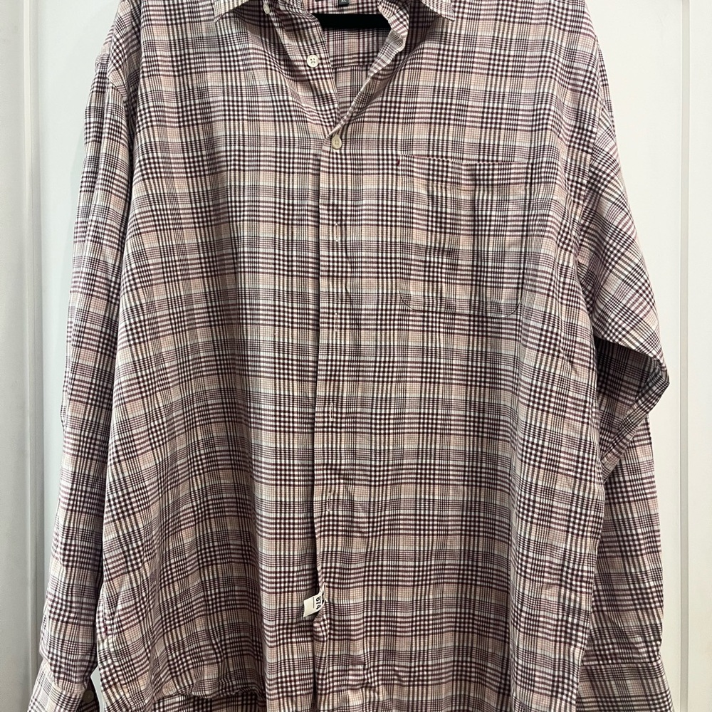 Hickey Freeman Men's Checkered Shirt - Brown and White